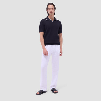Bugatchi Seed Rib Short Sleeve Johnny Sweater Black