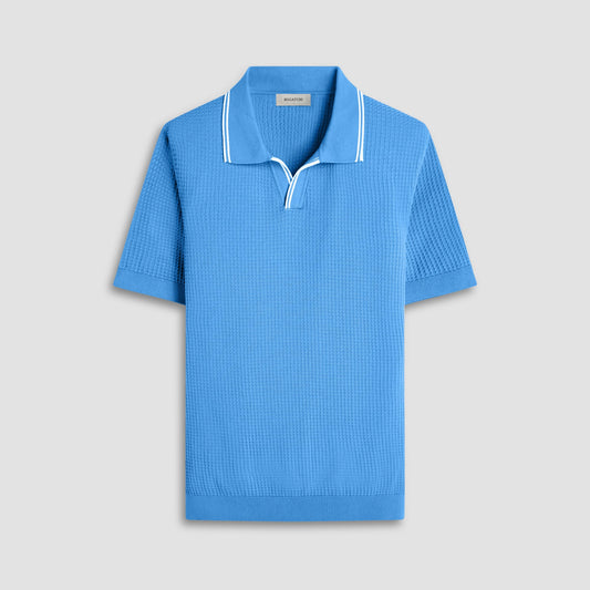 Bugatchi Seed Rib Short Sleeve Johnny Sweater Classic Blue