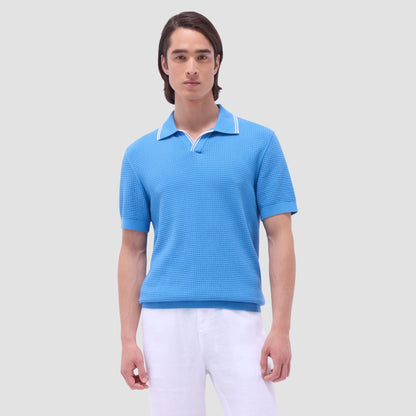 Bugatchi Seed Rib Short Sleeve Johnny Sweater Classic Blue