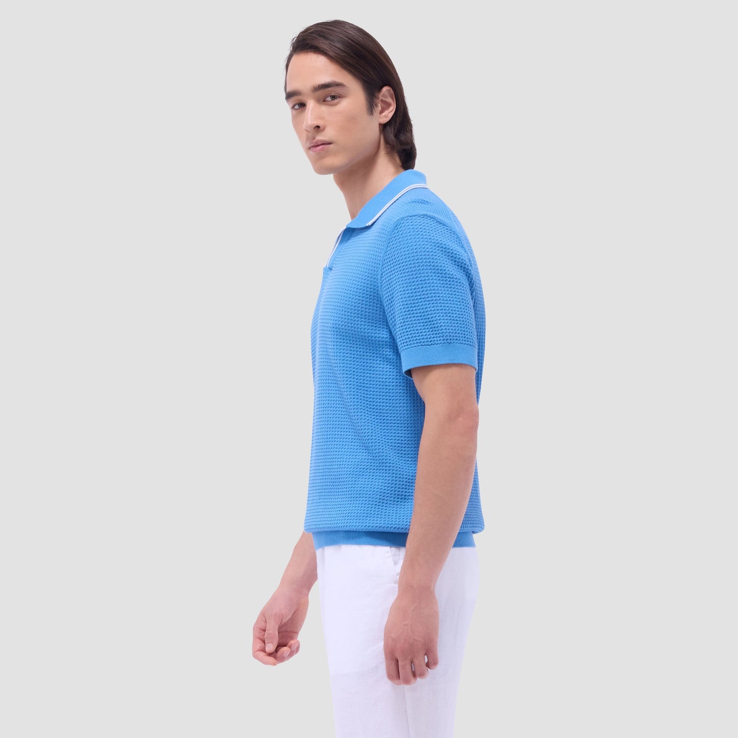 Bugatchi Seed Rib Short Sleeve Johnny Sweater Classic Blue