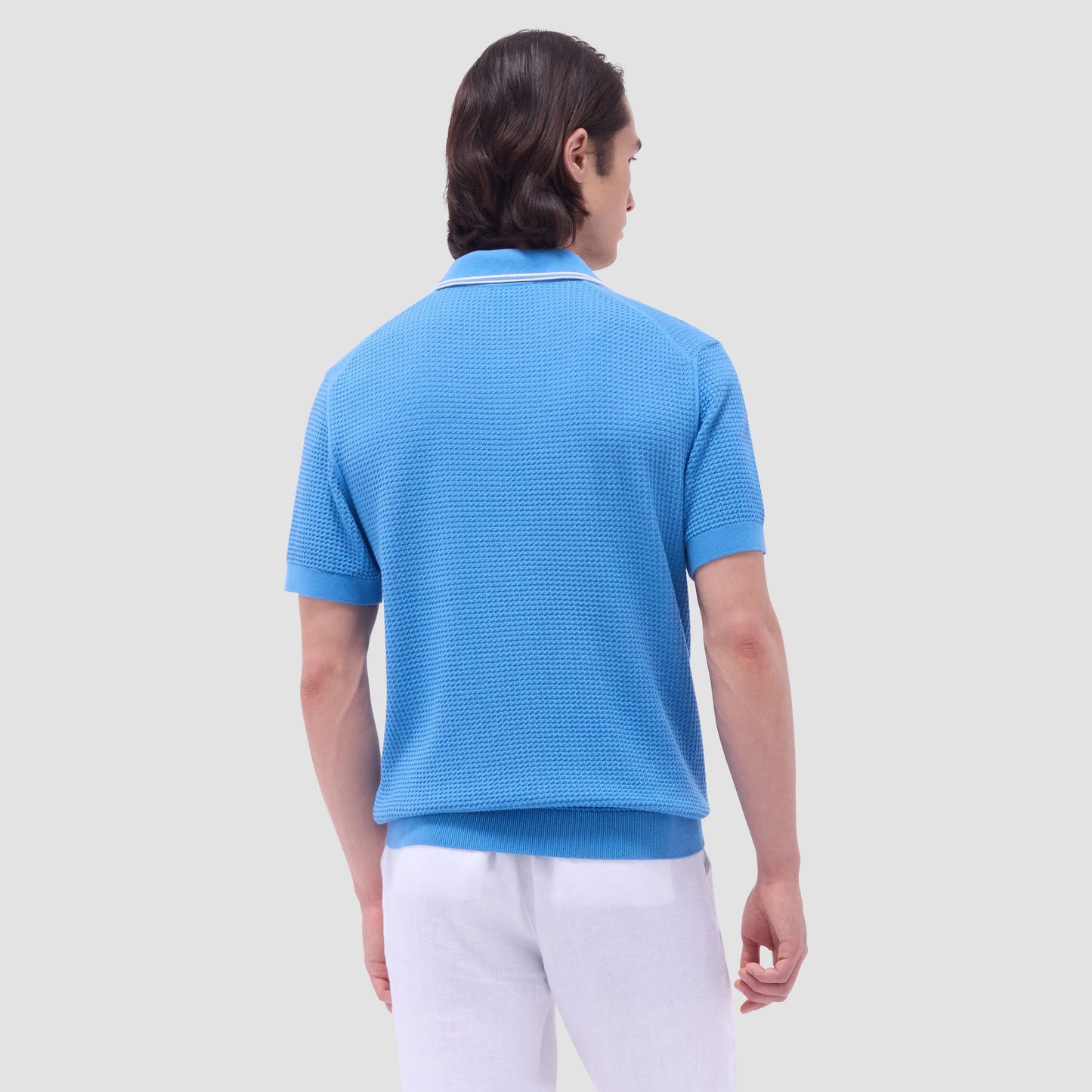 Bugatchi Seed Rib Short Sleeve Johnny Sweater Classic Blue