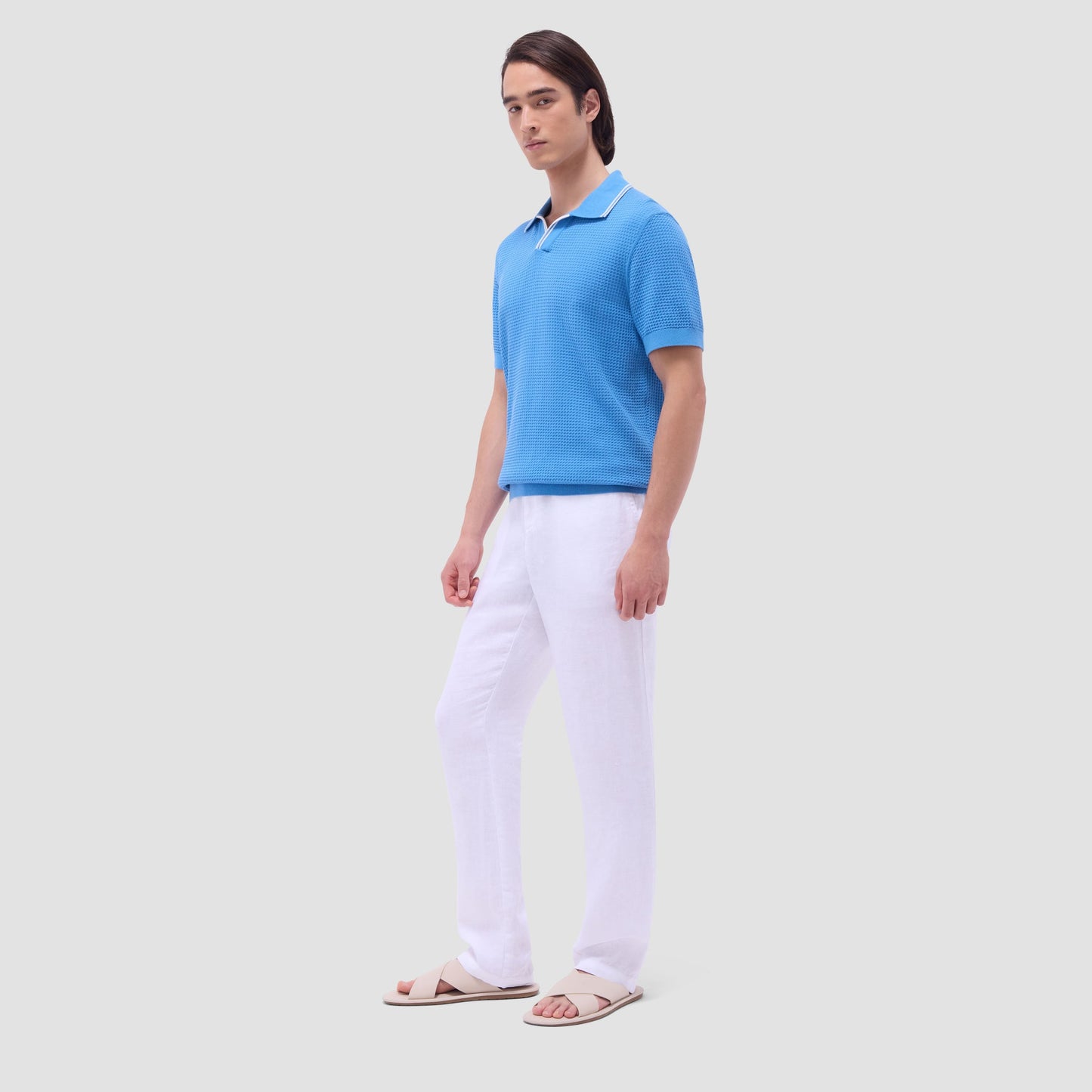 Bugatchi Seed Rib Short Sleeve Johnny Sweater Classic Blue