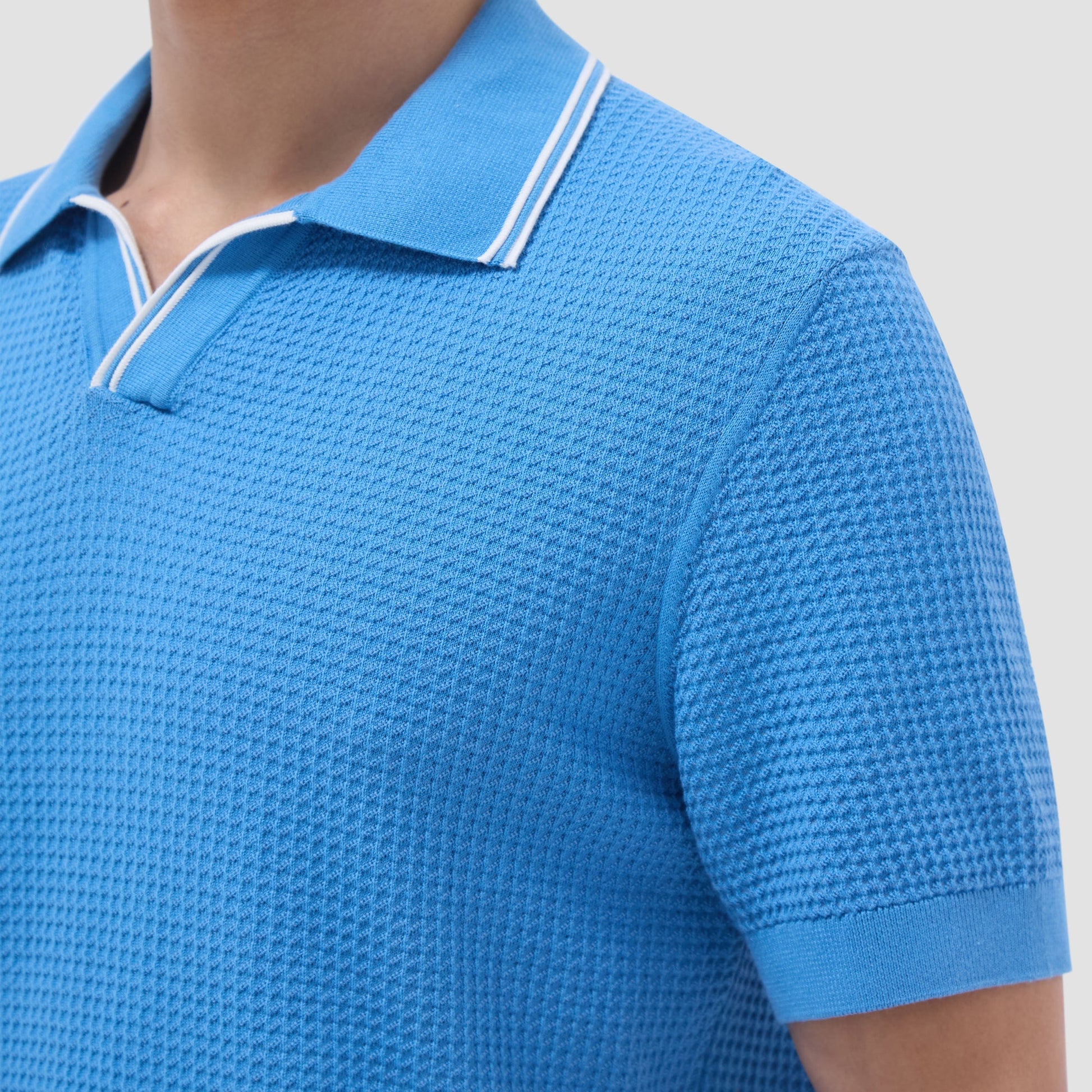 Bugatchi Seed Rib Short Sleeve Johnny Sweater Classic Blue