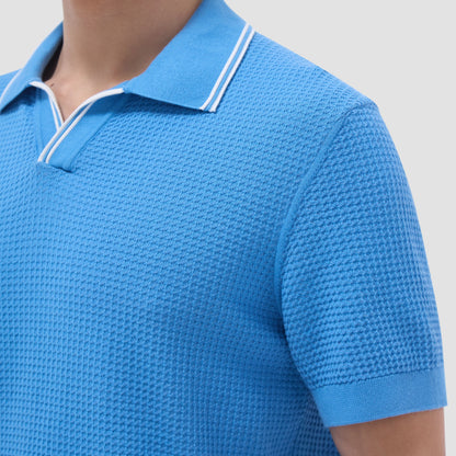 Bugatchi Seed Rib Short Sleeve Johnny Sweater Classic Blue