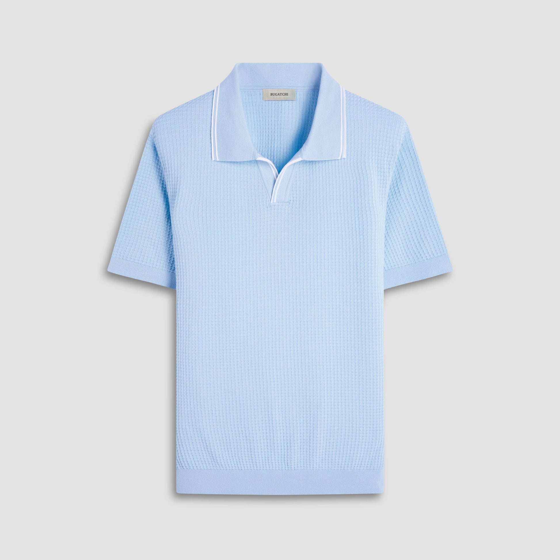 Bugatchi Seed Rib Short Sleeve Johnny Sweater Ice