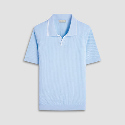 Bugatchi Seed Rib Short Sleeve Johnny Sweater Ice