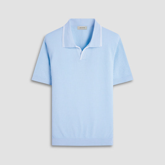 Bugatchi Seed Rib Short Sleeve Johnny Sweater Ice