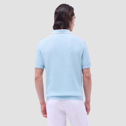 Bugatchi Seed Rib Short Sleeve Johnny Sweater Ice