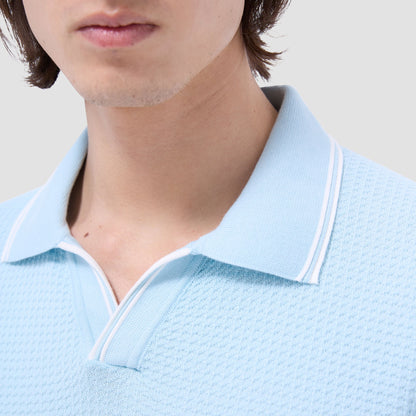 Bugatchi Seed Rib Short Sleeve Johnny Sweater Ice