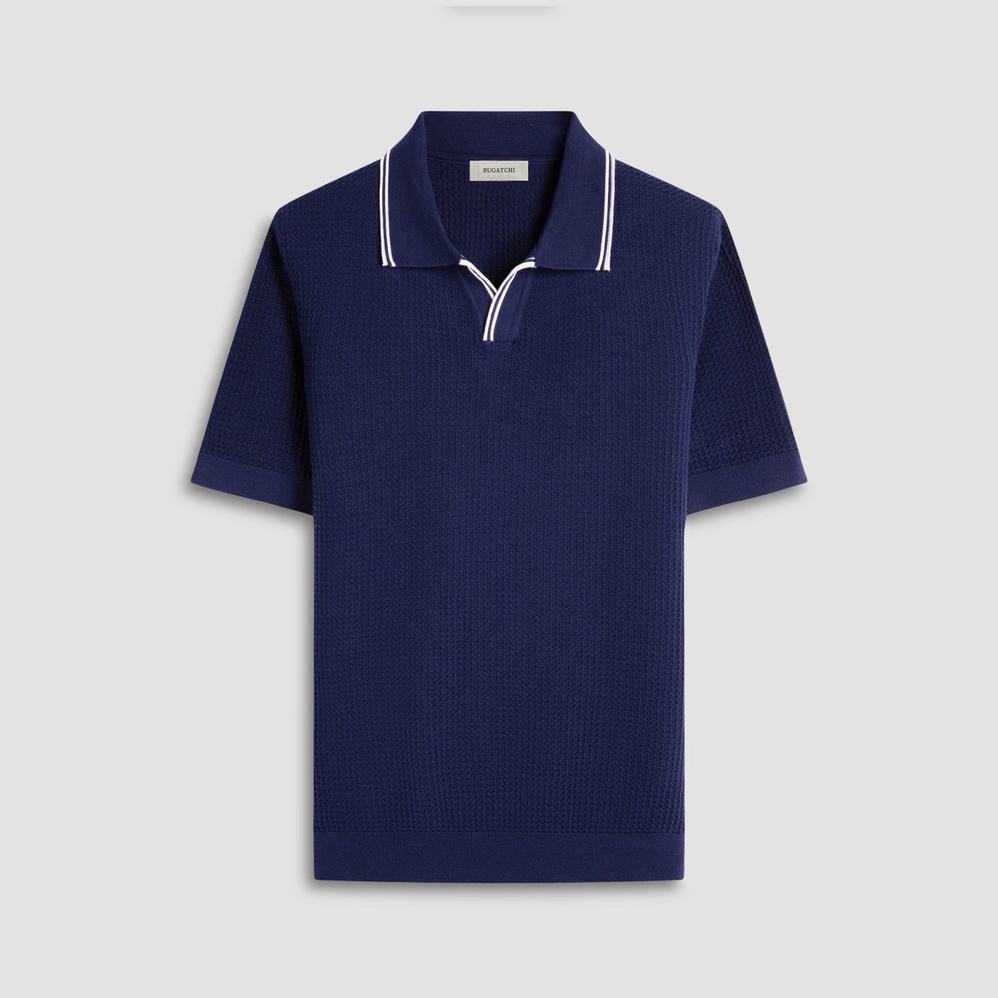 Bugatchi Seed Rib Short Sleeve Johnny Sweater Navy