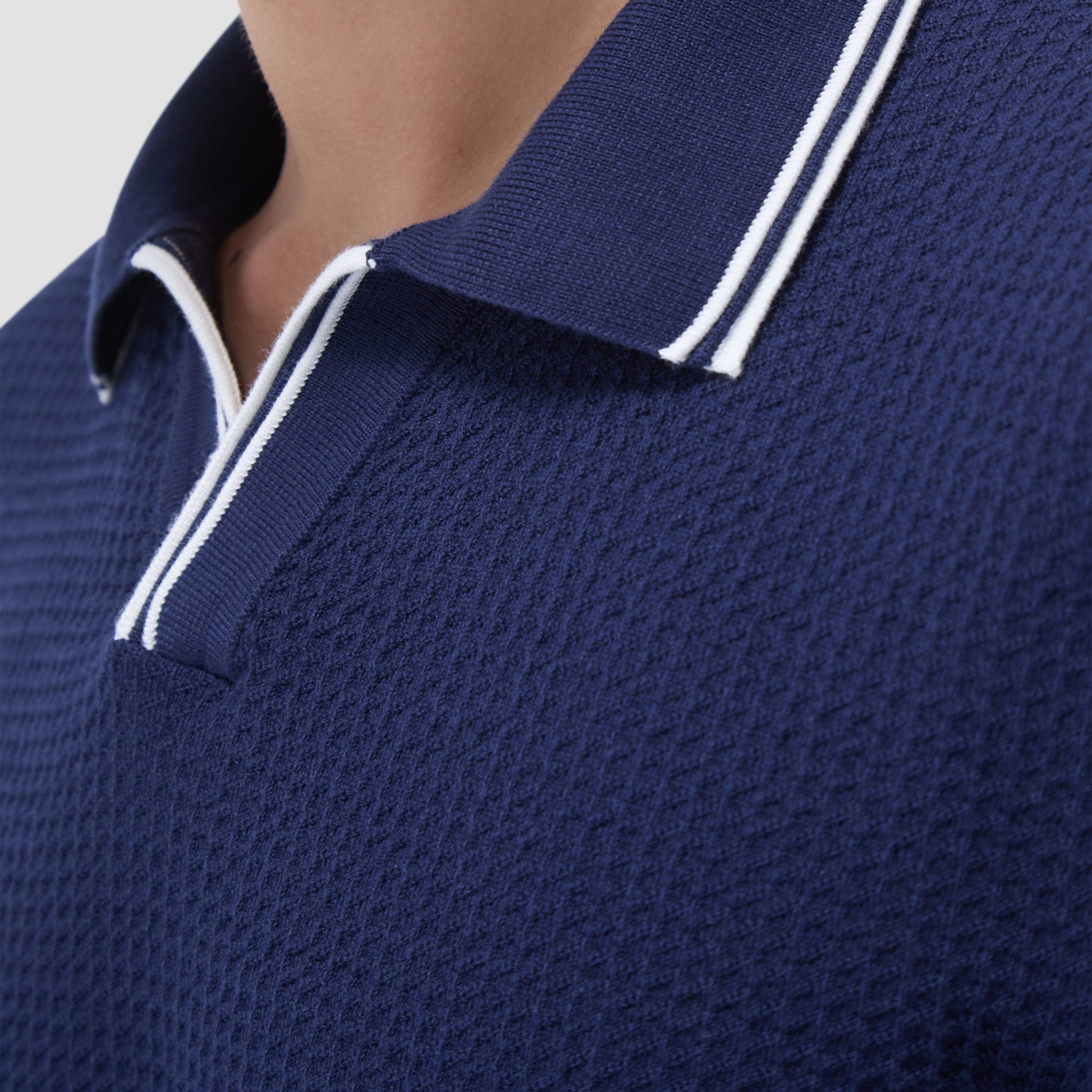 Bugatchi Seed Rib Short Sleeve Johnny Sweater Navy