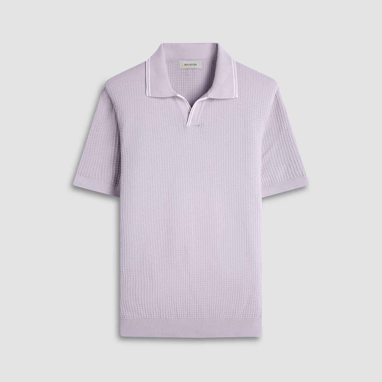 Bugatchi Seed Rib Short Sleeve Johnny Sweater Platinum