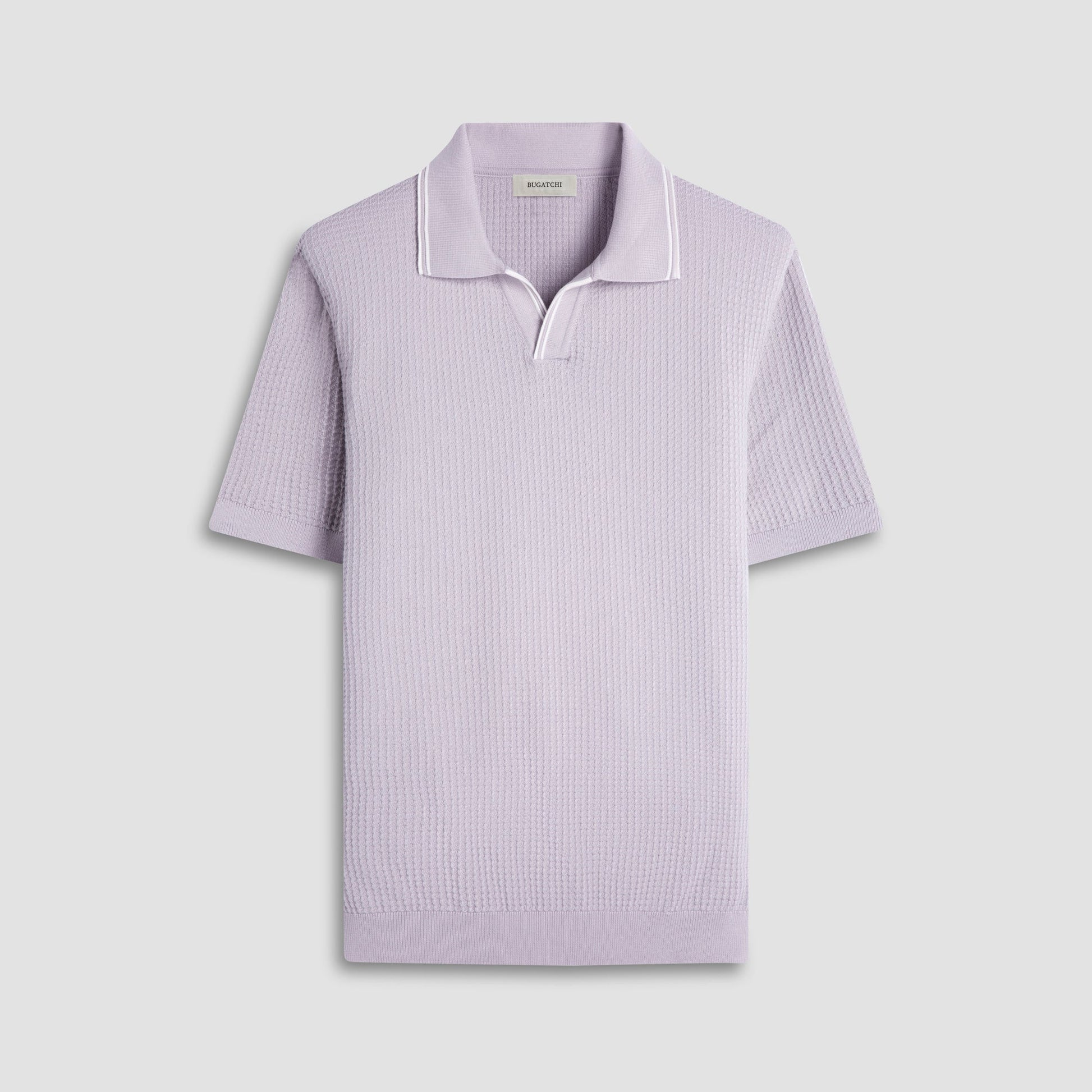 Bugatchi Seed Rib Short Sleeve Johnny Sweater Platinum