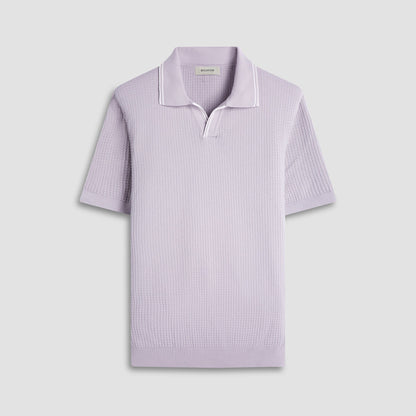 Bugatchi Seed Rib Short Sleeve Johnny Sweater Platinum