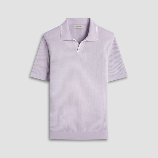 Bugatchi Seed Rib Short Sleeve Johnny Sweater Platinum