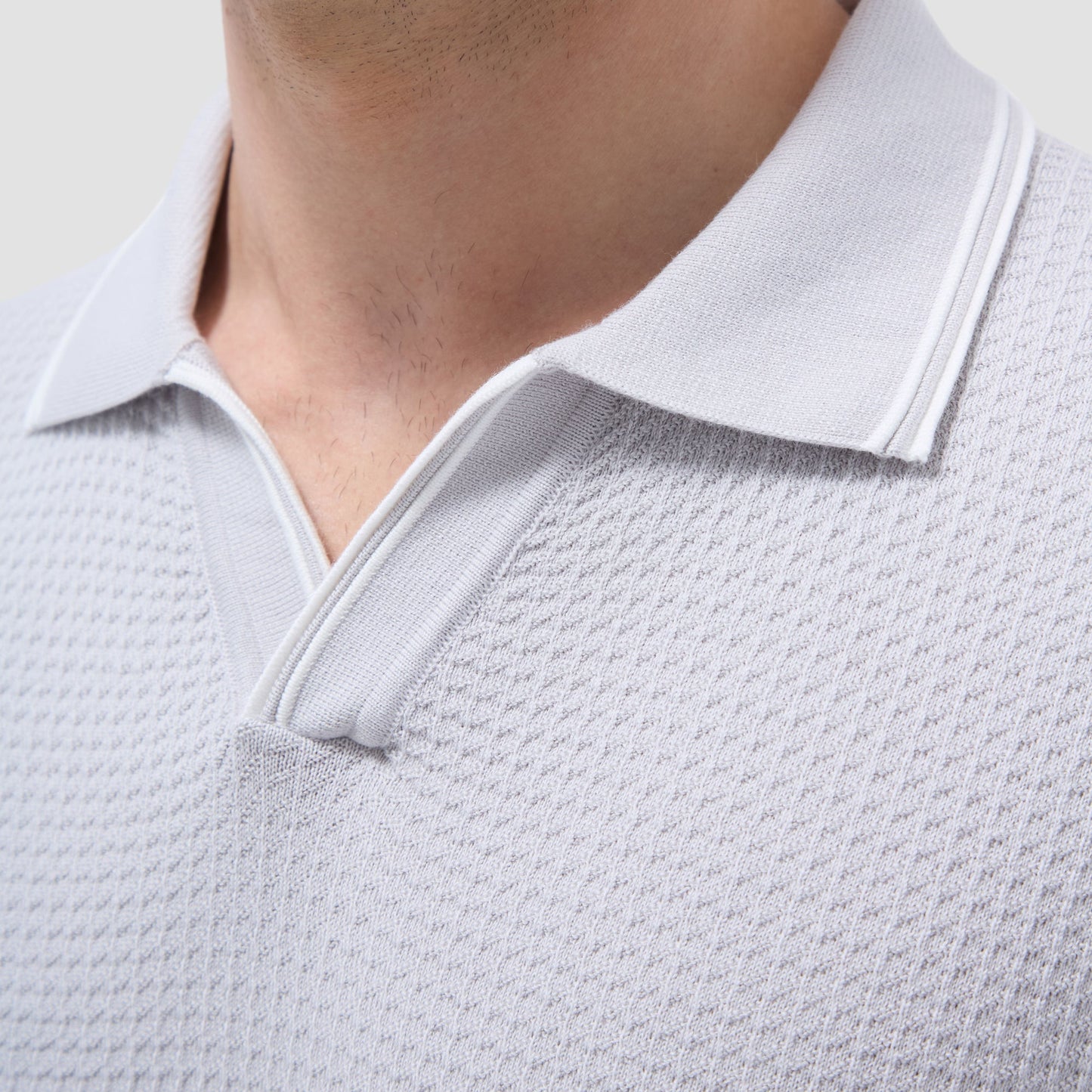 Bugatchi Seed Rib Short Sleeve Johnny Sweater Platinum