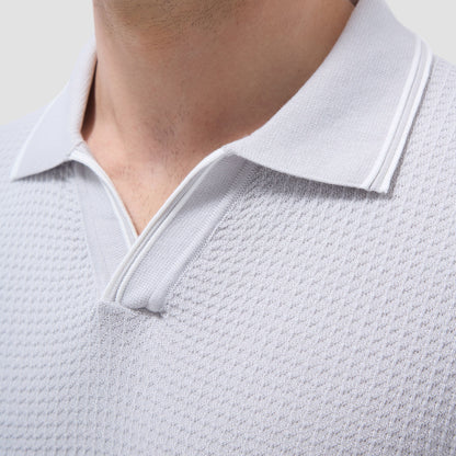 Bugatchi Seed Rib Short Sleeve Johnny Sweater Platinum