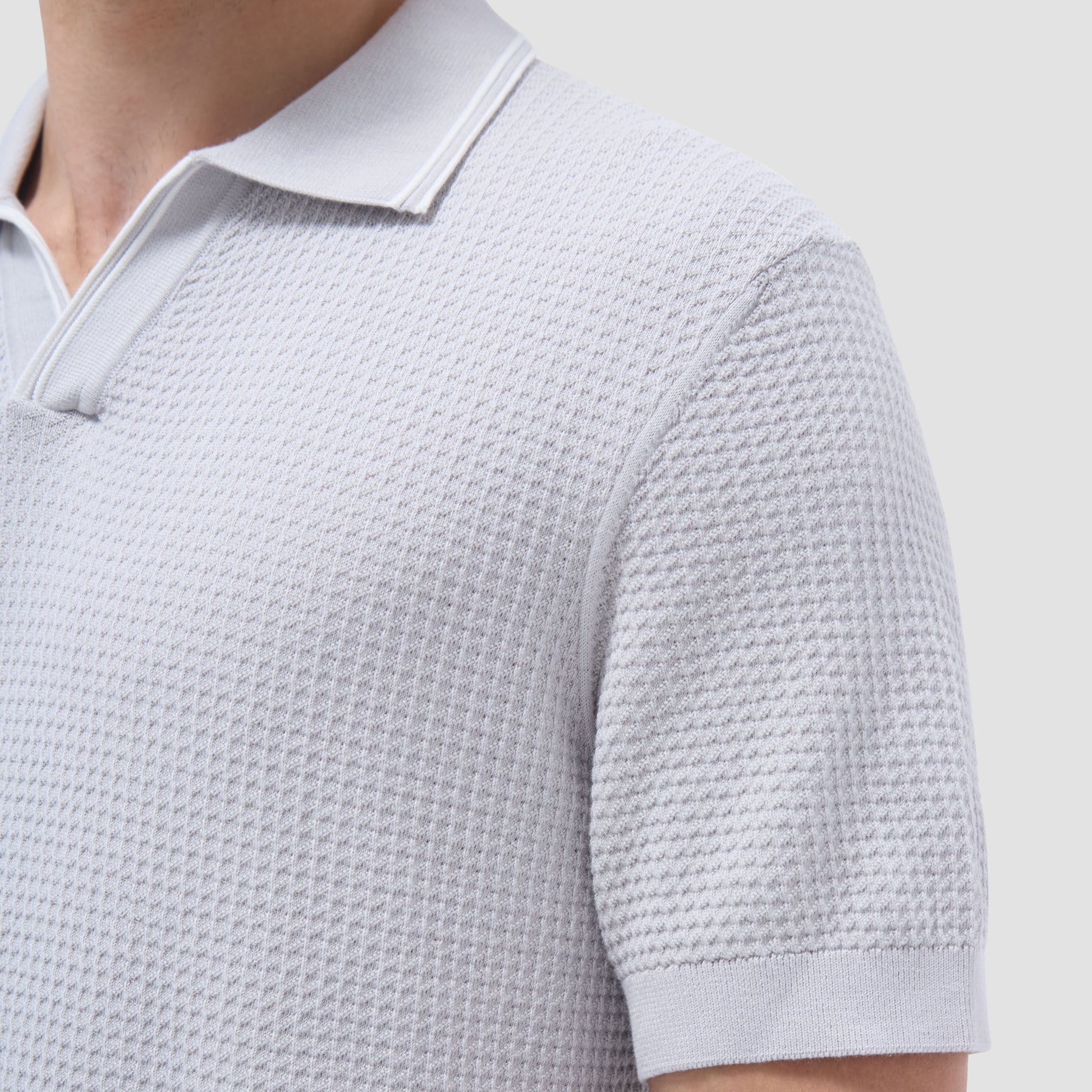 Bugatchi Seed Rib Short Sleeve Johnny Sweater Platinum