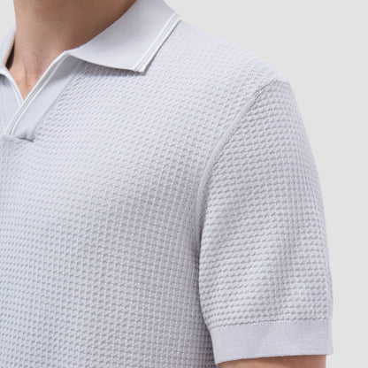 Bugatchi Seed Rib Short Sleeve Johnny Sweater Platinum