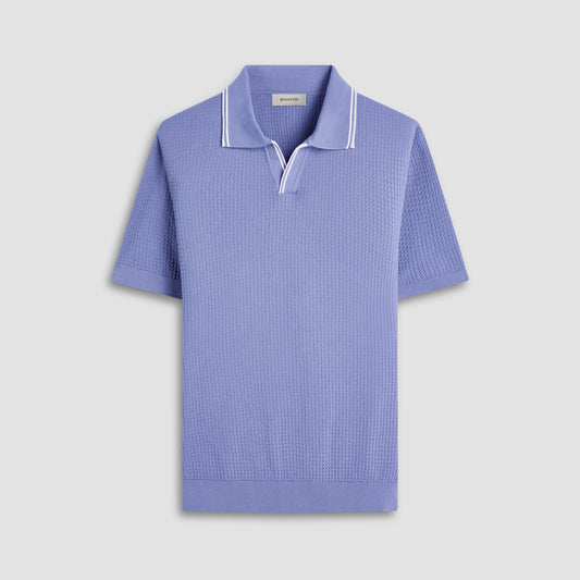 Bugatchi Seed Rib Short Sleeve Johnny Sweater Steel