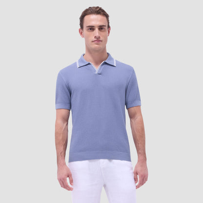 Bugatchi Seed Rib Short Sleeve Johnny Sweater Steel