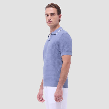 Bugatchi Seed Rib Short Sleeve Johnny Sweater Steel