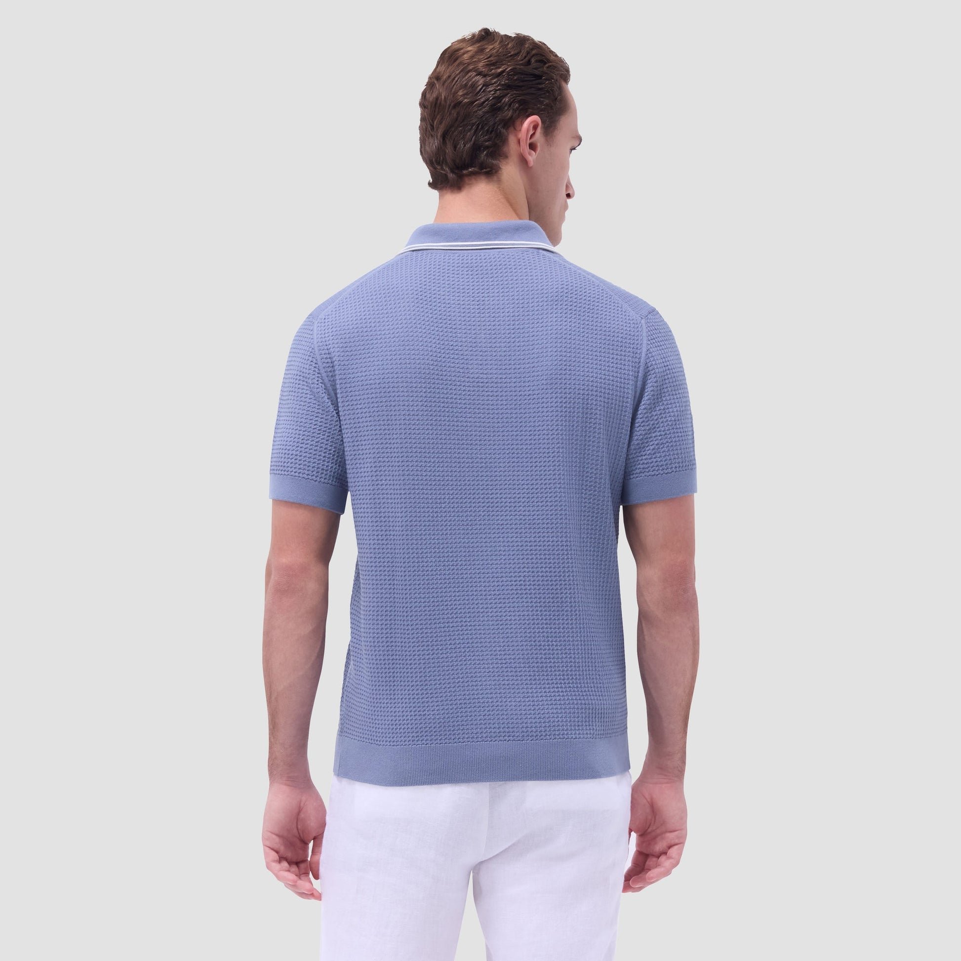 Bugatchi Seed Rib Short Sleeve Johnny Sweater Steel