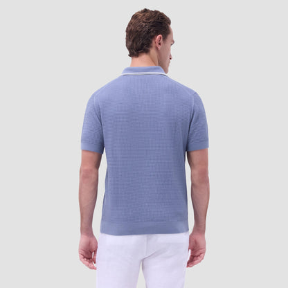 Bugatchi Seed Rib Short Sleeve Johnny Sweater Steel