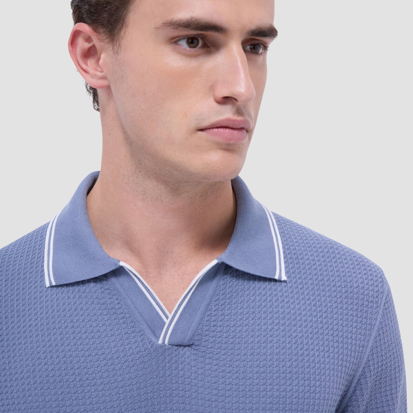Bugatchi Seed Rib Short Sleeve Johnny Sweater Steel