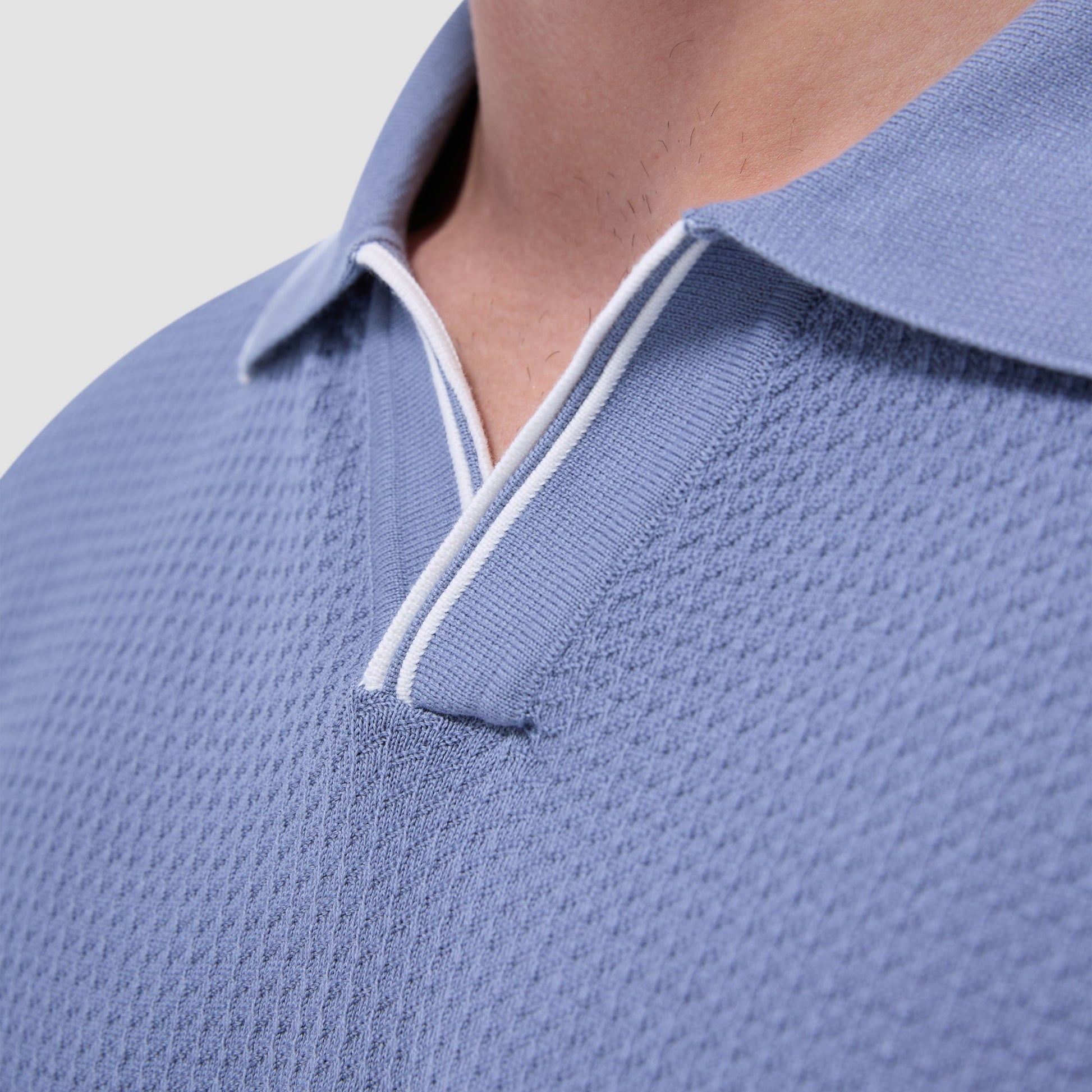 Bugatchi Seed Rib Short Sleeve Johnny Sweater Steel