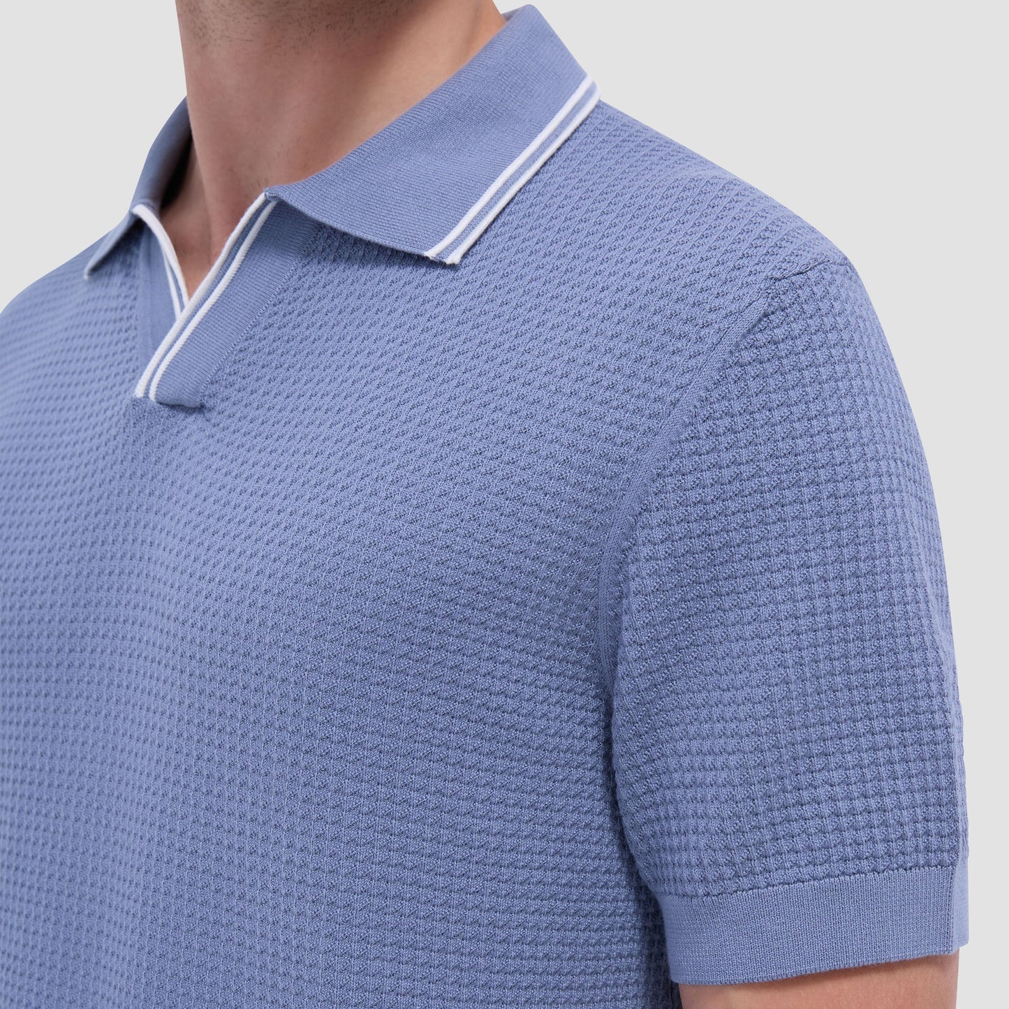 Bugatchi Seed Rib Short Sleeve Johnny Sweater Steel