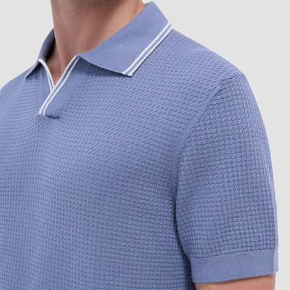 Bugatchi Seed Rib Short Sleeve Johnny Sweater Steel