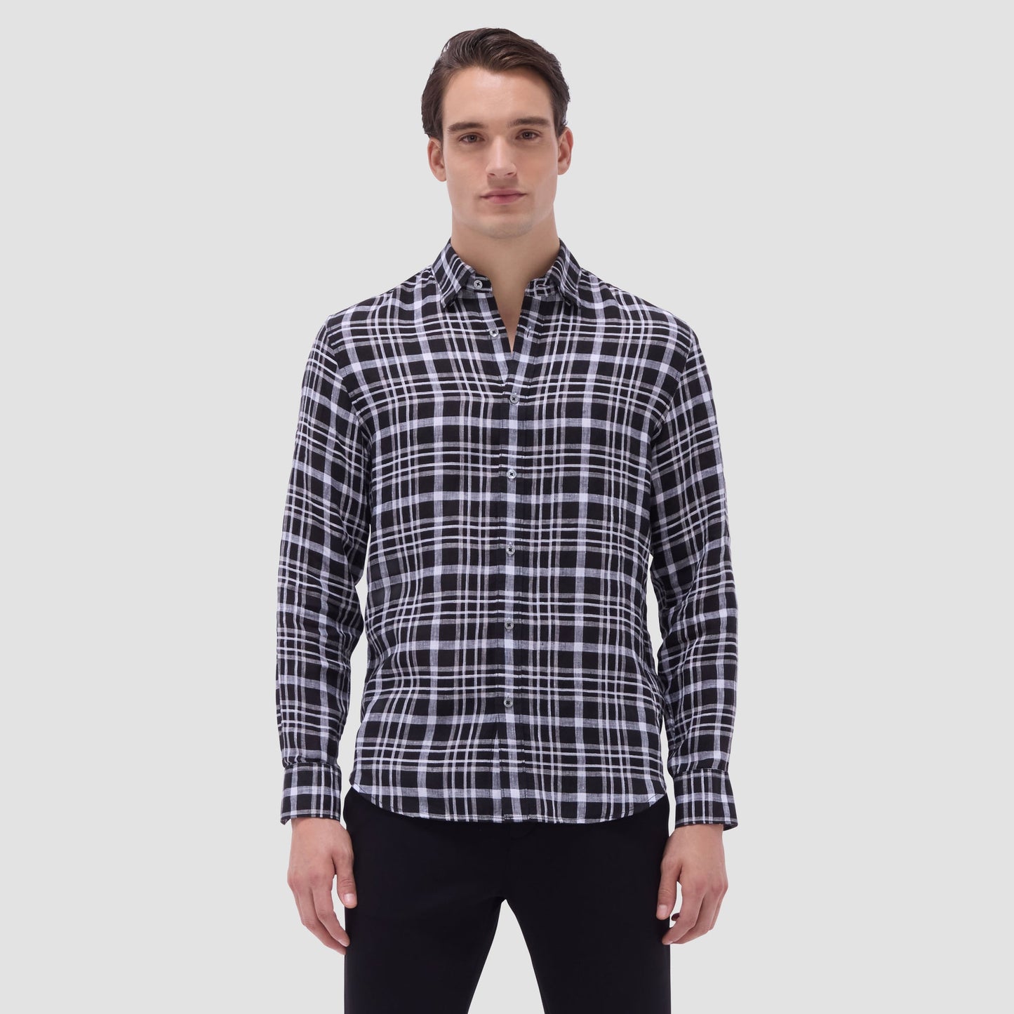 Bugatchi Karl Plaid Shirt Black