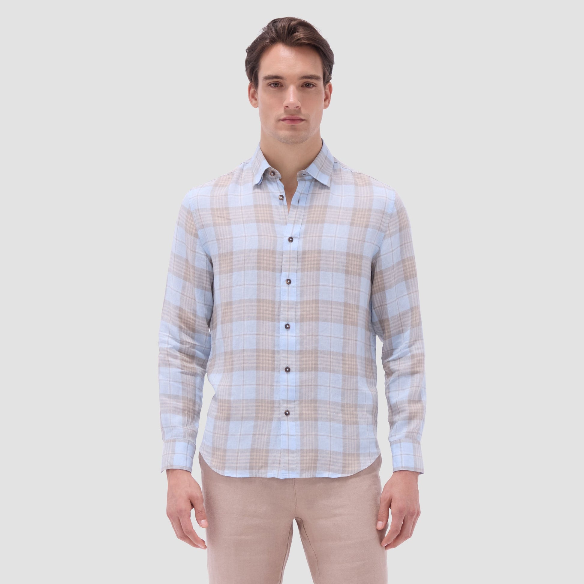 Bugatchi Karl Plaid Shirt Sky