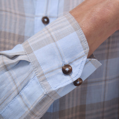 Bugatchi Karl Plaid Shirt Sky