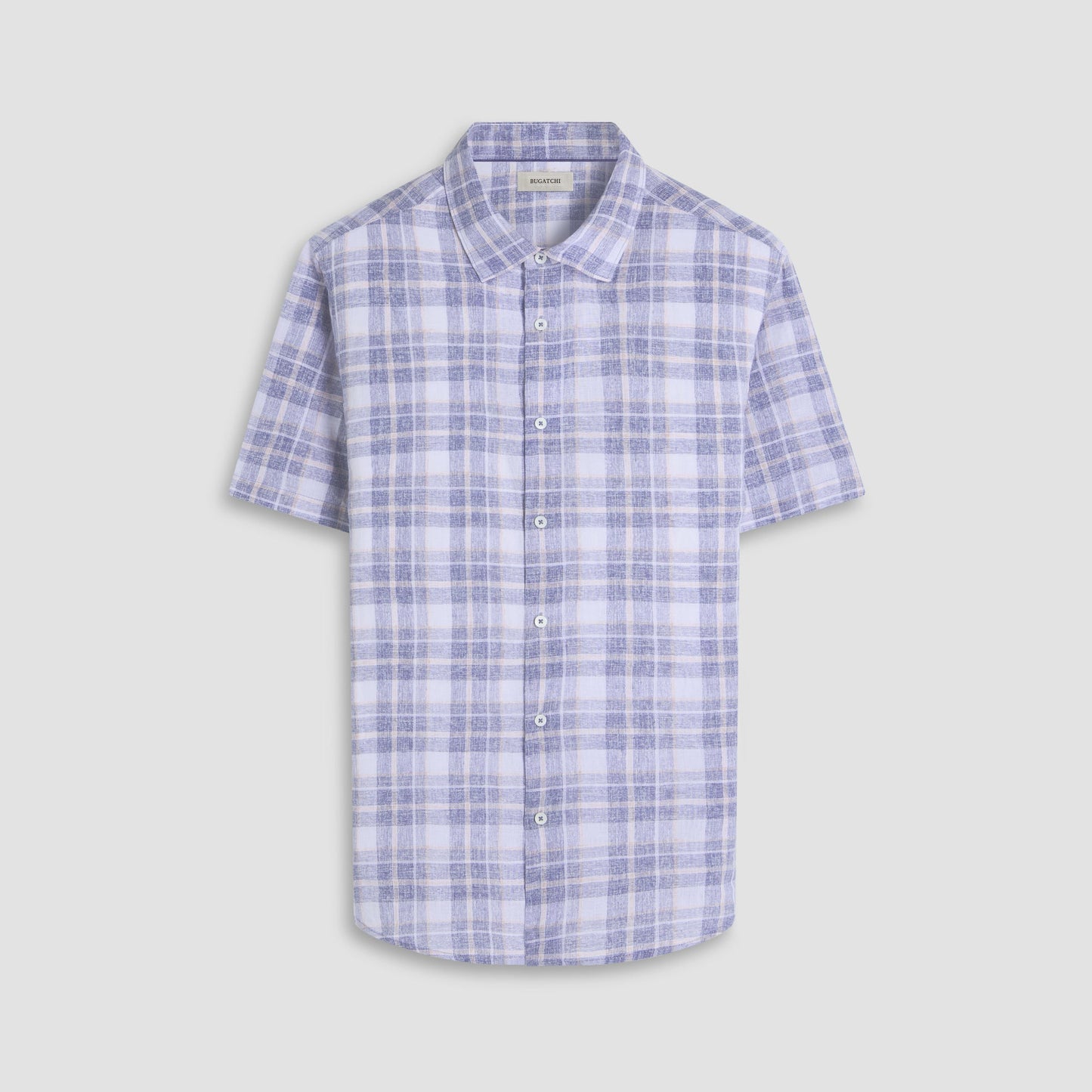 Bugatchi Orson Plaid Short-Sleeve Shirt Steel