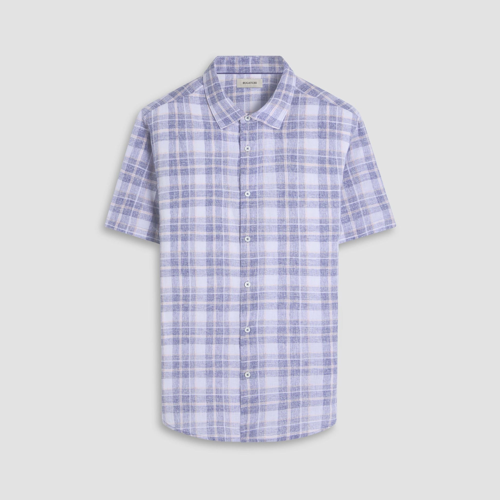Bugatchi Orson Plaid Short-Sleeve Shirt Steel