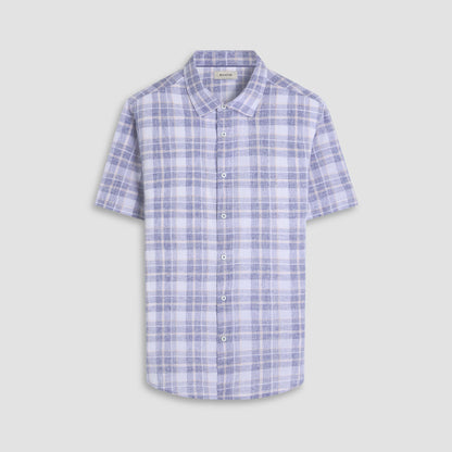 Bugatchi Orson Plaid Short-Sleeve Shirt Steel