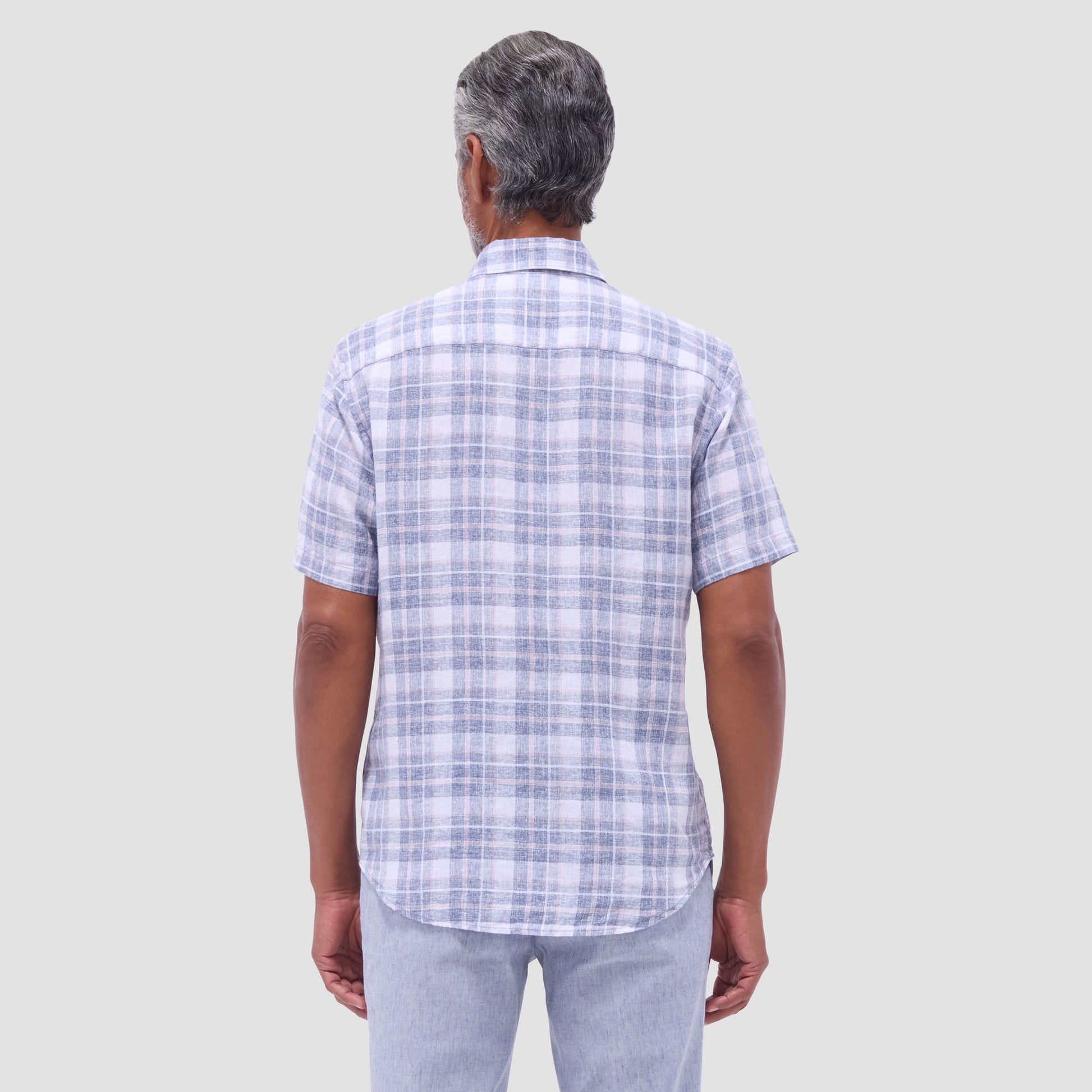 Bugatchi Orson Plaid Short-Sleeve Shirt Steel