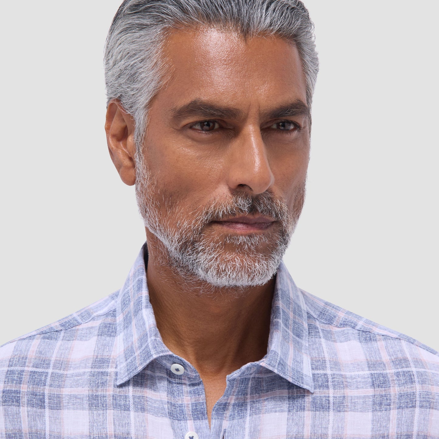 Bugatchi Orson Plaid Short-Sleeve Shirt Steel
