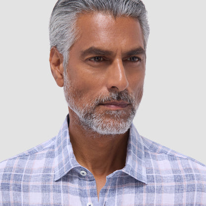 Bugatchi Orson Plaid Short-Sleeve Shirt Steel