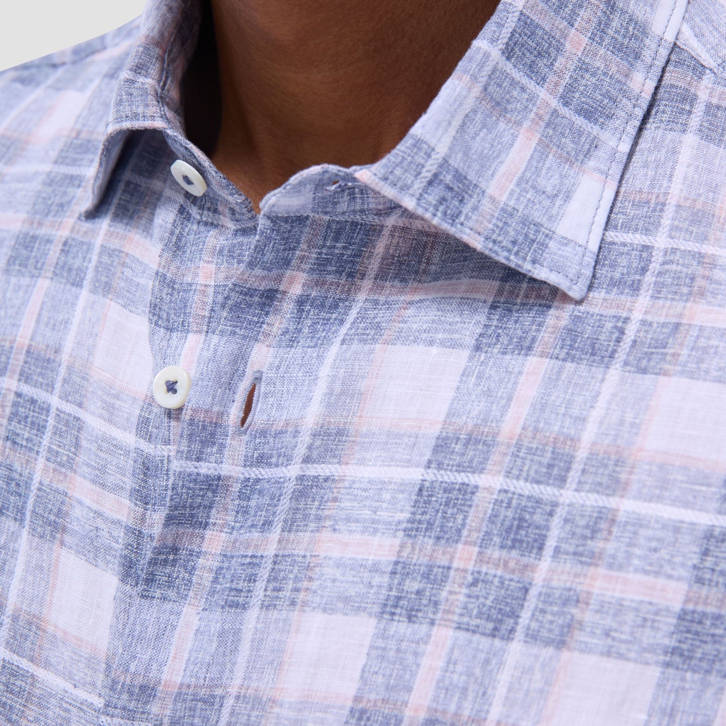 Bugatchi Orson Plaid Short-Sleeve Shirt Steel