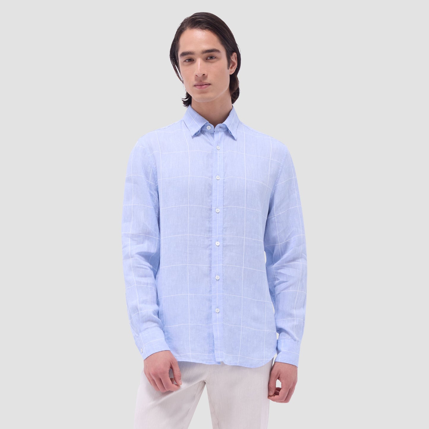 Bugatchi Karl Windowpane Shirt Sky