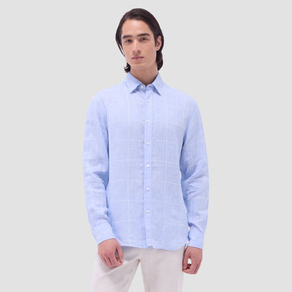 Bugatchi Karl Windowpane Shirt Sky
