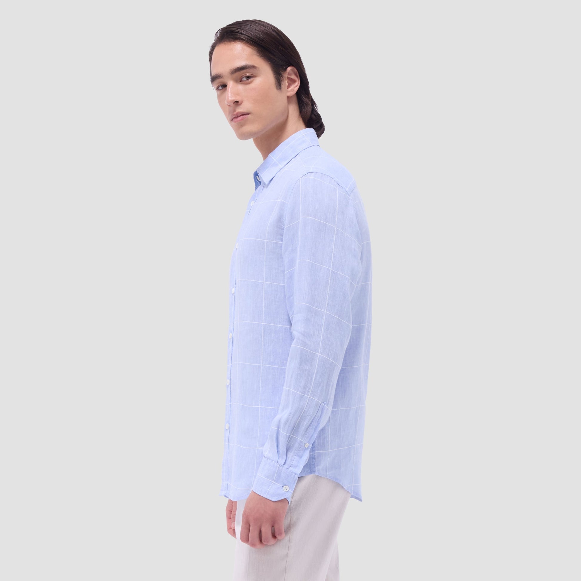 Bugatchi Karl Windowpane Shirt Sky