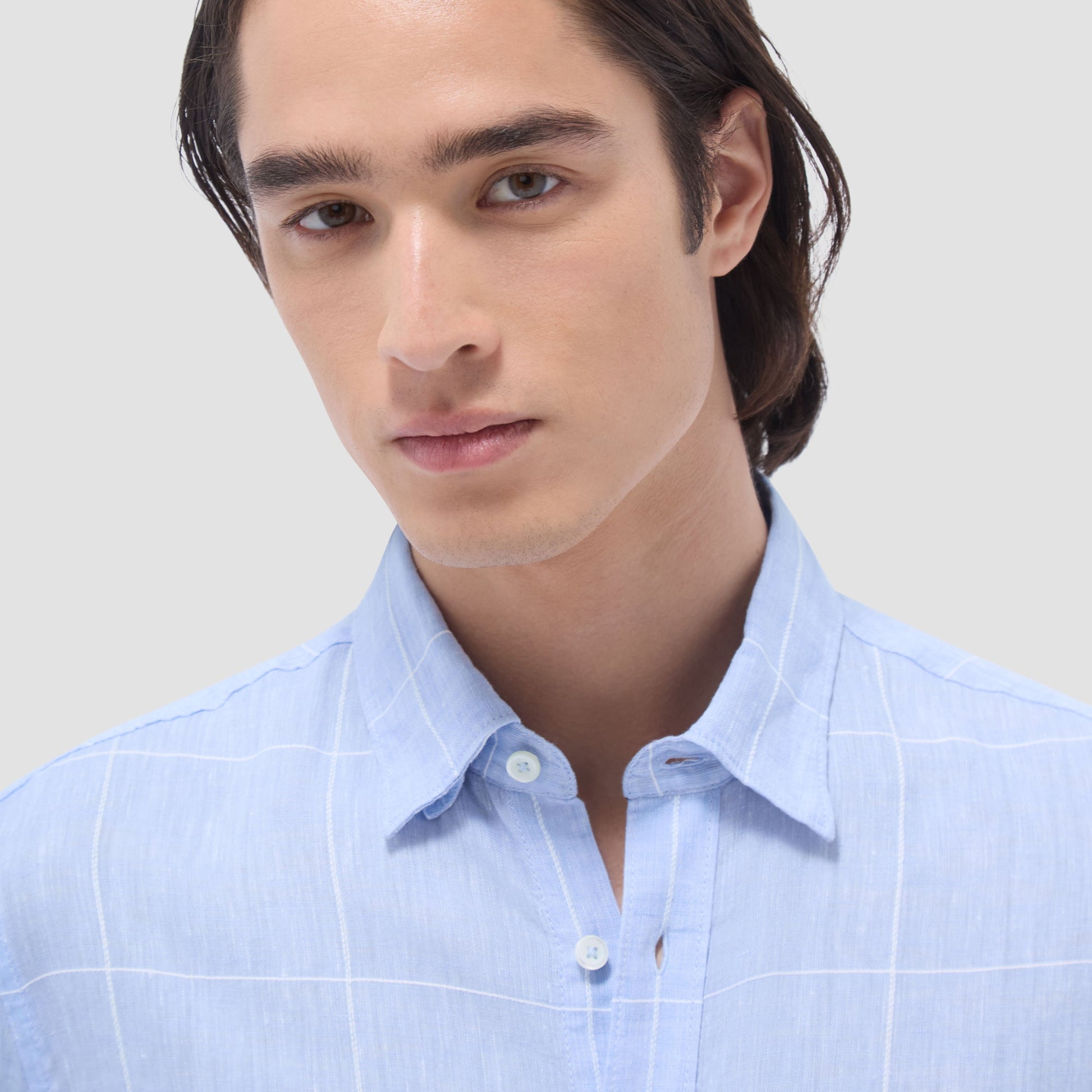 Bugatchi Karl Windowpane Shirt Sky