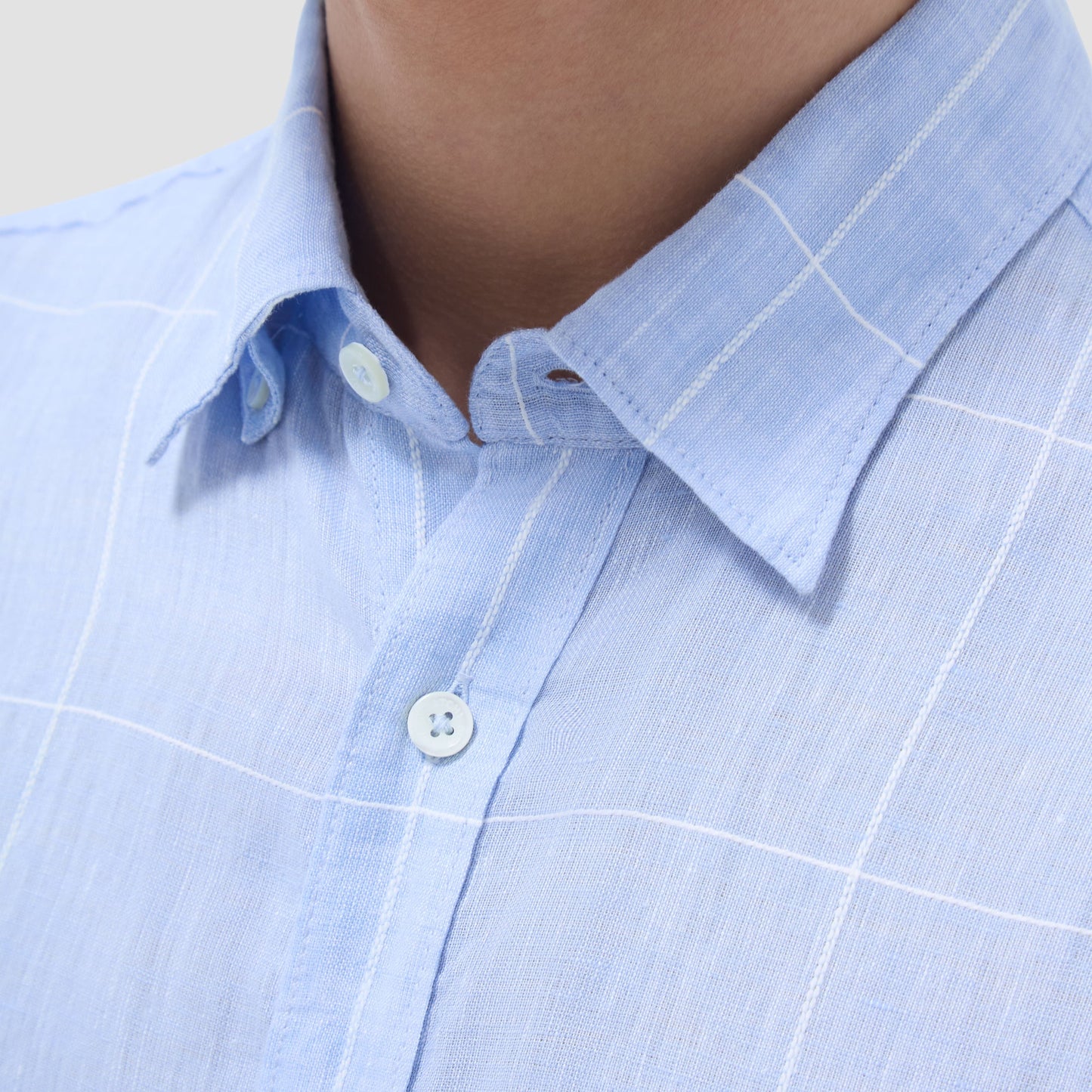 Bugatchi Karl Windowpane Shirt Sky