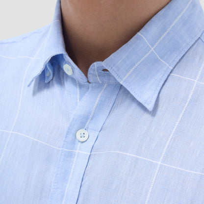 Bugatchi Karl Windowpane Shirt Sky