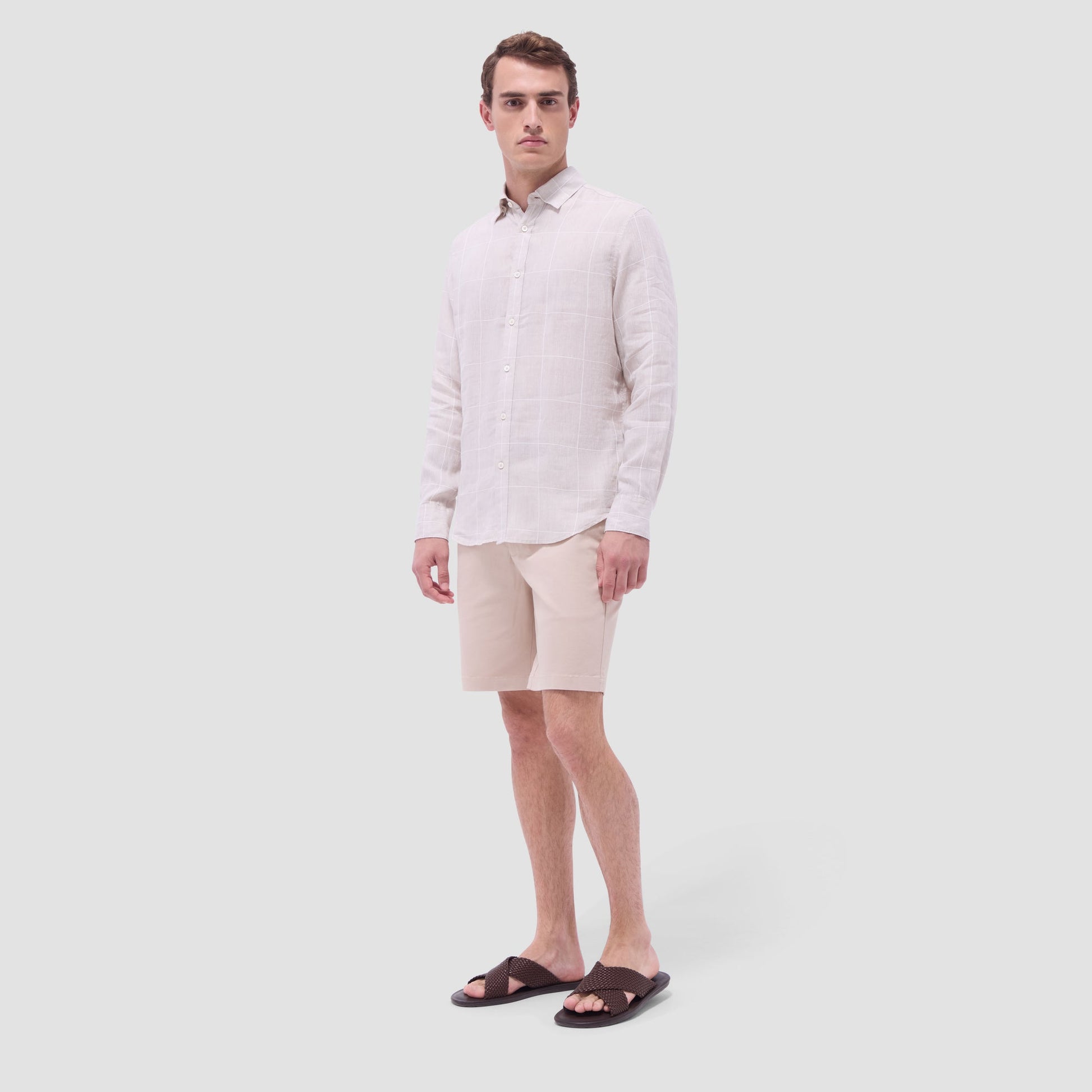 Bugatchi Karl Windowpane Shirt Sand