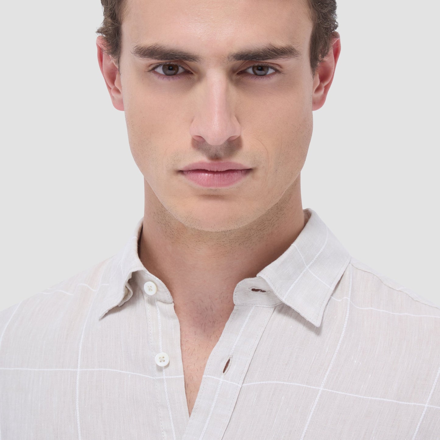 Bugatchi Karl Windowpane Shirt Sand